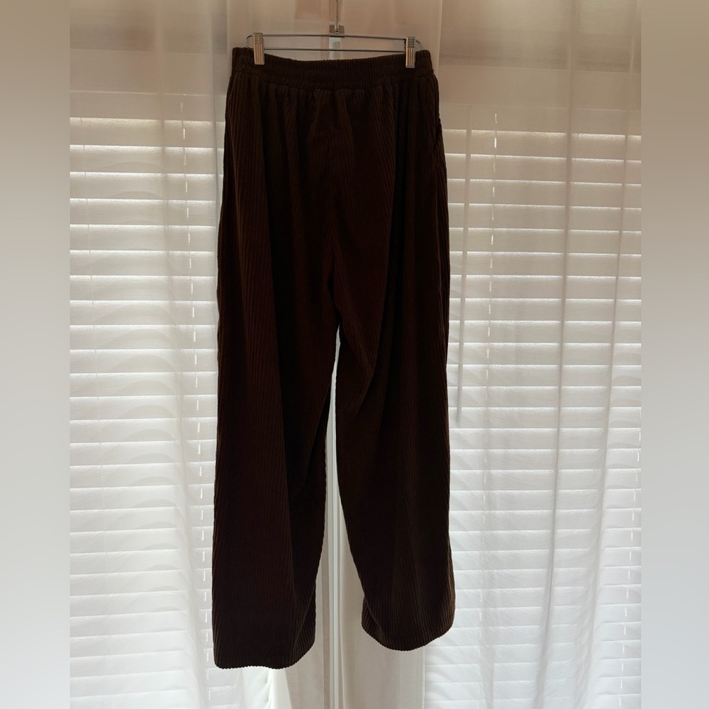 Women’s Brown Corduroy Pants - Elastic Waist